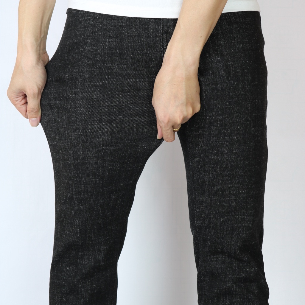 Quần Jean Nam Cao Cấp Đen Lông Chuột Chất Bò Dày Không ra màu Co Giãn Dáng Ôm Vừa Slimfit _ DCC089