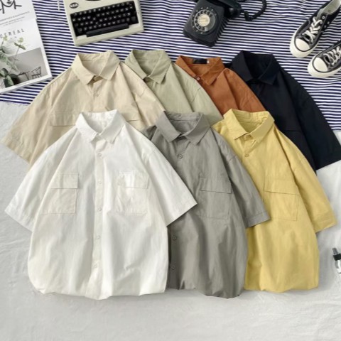 Áo sơ mi nam tay ngắn màu sắc retro thời trang bigsize áo. nam áo sơ mi trắng  basic bigsize unisex  áo cộc tay nam  simple  hàn quốc  áo sơ mi dài tay  fashion   áo sơ mi nam big size cotton