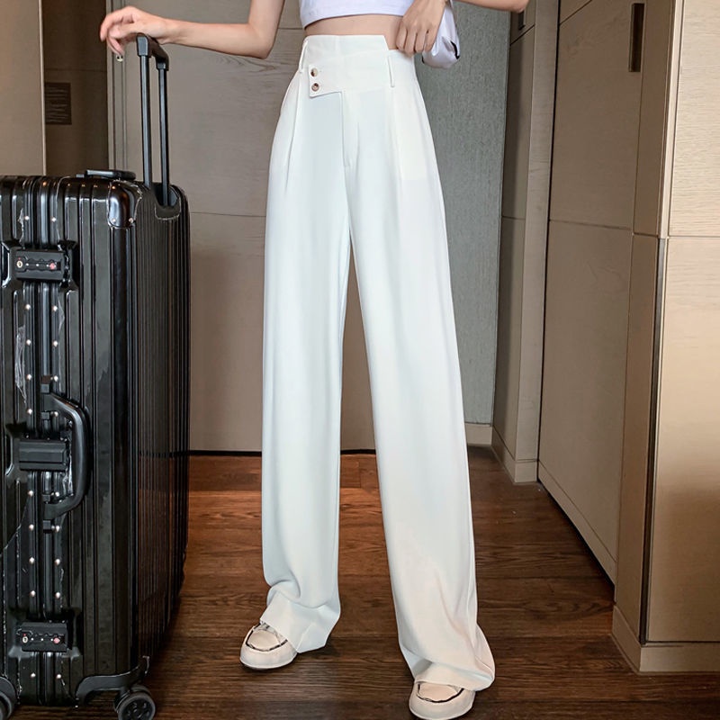 Suit pants spring and summer 2021 new style Korean version of high waist wide leg pants loose casual pants women s thin all-match trousers