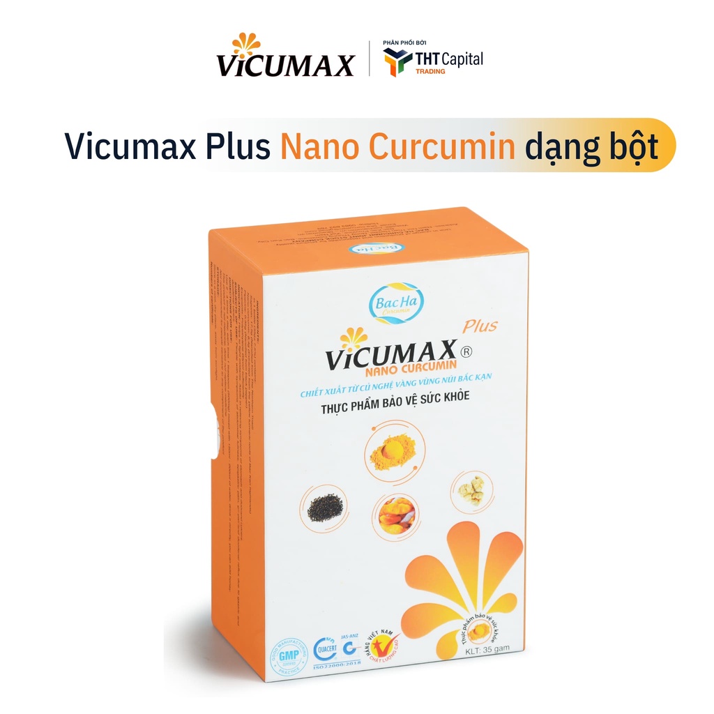 Vicumax Plus Tam thất Tiêu đen Nano Curcumin dạng bột 35 gram - Tăng sức đề kháng, hồi phục nhanh tổn thương - VIPHB035