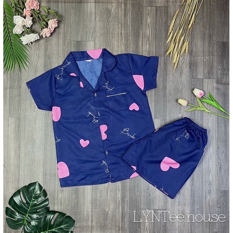 Bộ pijama lụa kate thái bộ mặc nhà mềm mại dễ thương