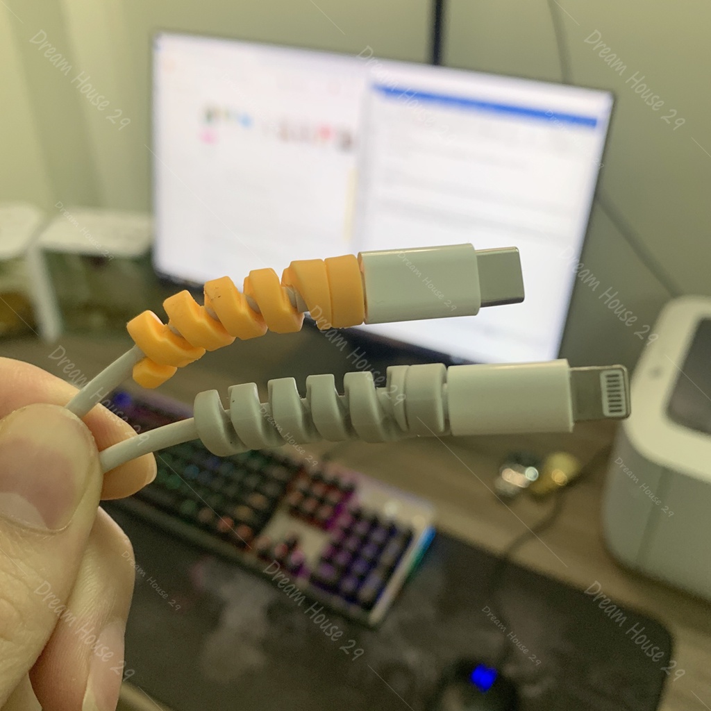 Phụ Kiện bảo vệ cáp sạc chất liệu silicon xoắn ốc chống gập dây sạc nhiều màu chiều dài 2,5cm