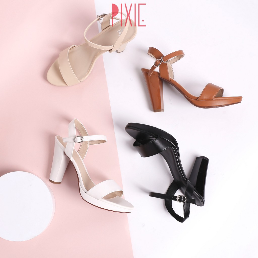 Giày Sandal Cao Gót Đúp 9cm Hở Gót Pixie X591