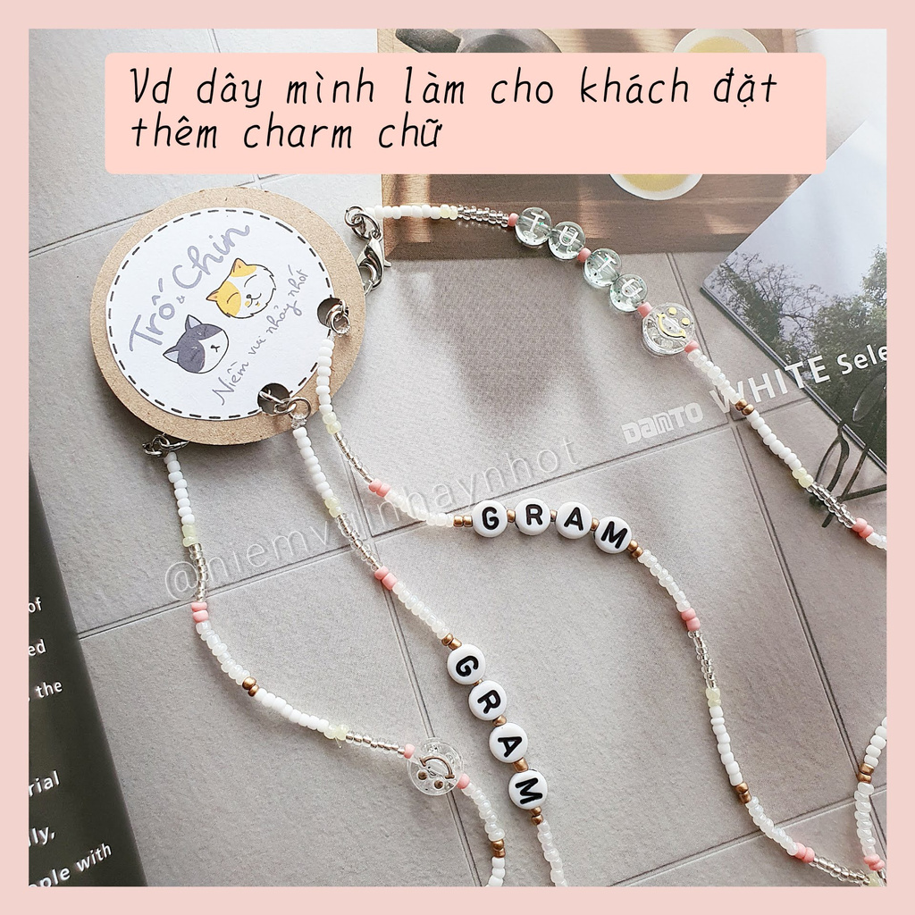 [HANDMADE] Dây đeo khẩu trang Dây đeo kính CLOUD PINK hồng trắng - Gắn charm tên cho từng cá nhân | BigBuy360 - bigbuy360.vn