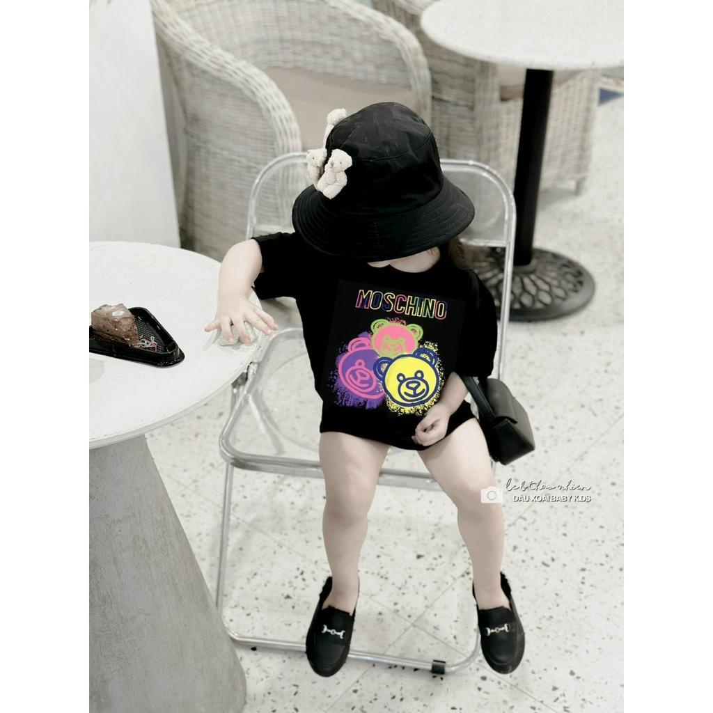 Áo thun moschinô gấu váy sơn 3 màu cho bé , áo phông trẻ em unisex , Kid_genz