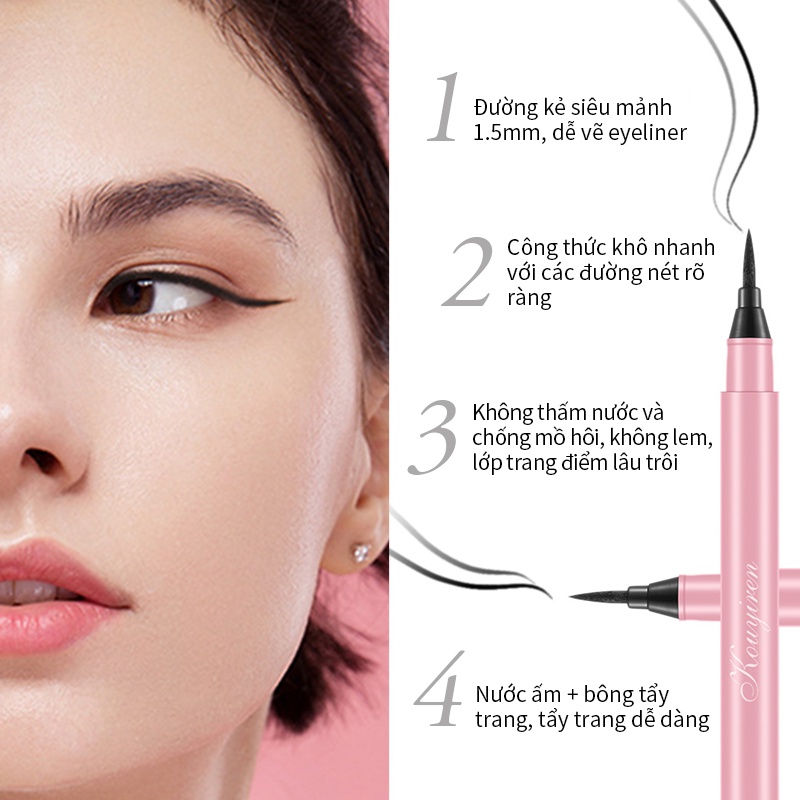 [Hàng mới về] Bút kẻ mắt dạng lỏng màu đen lên màu đều chống thấm nước trang điểm tự nhiên lâu trôi