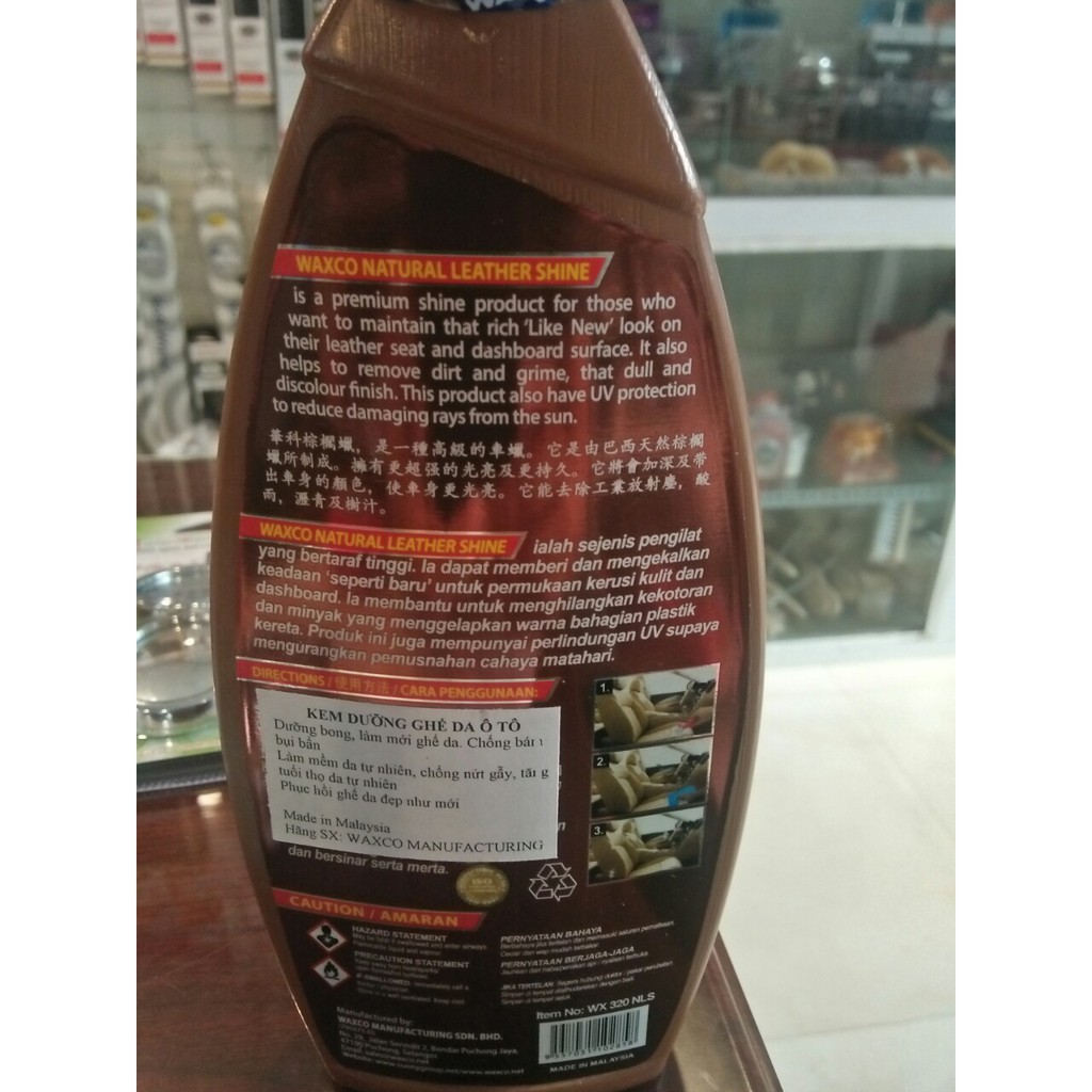 Kem dưỡng ghế da ôtô Waxco ,bóng da ô tô waxco