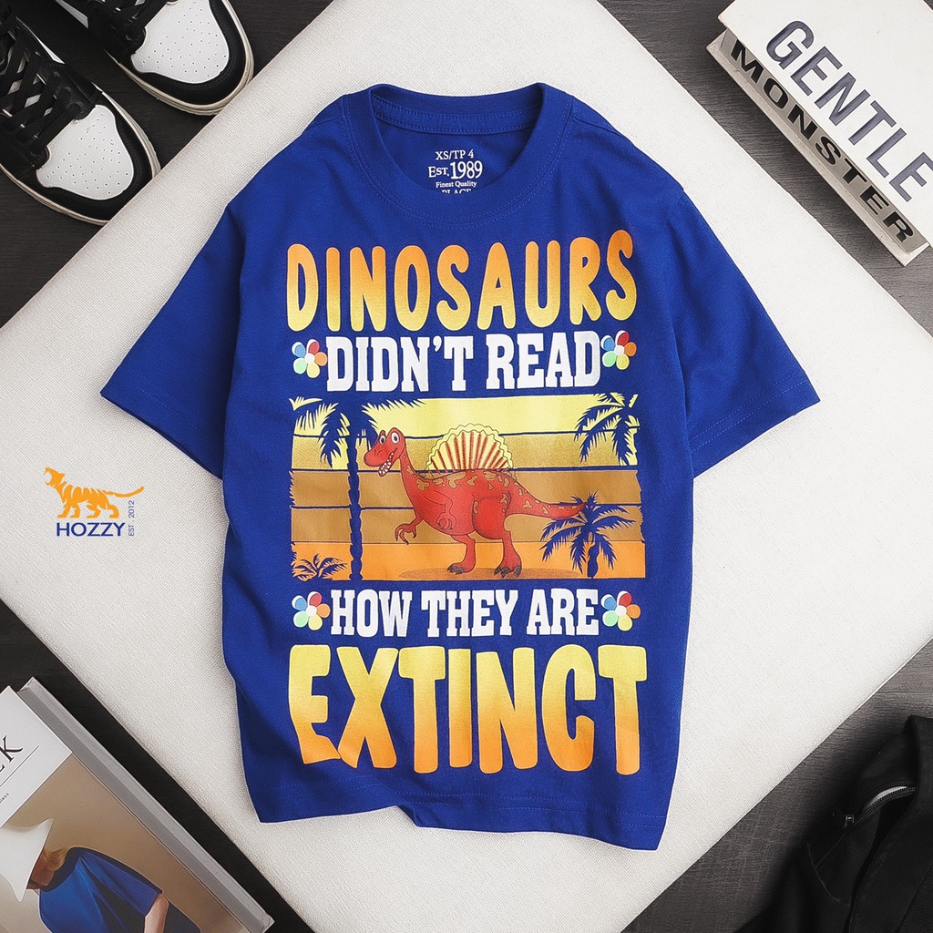 Áo thun bé trai Place chất cotton mềm co giãn in hình khủng long xe hơi size 4-14 tuổi