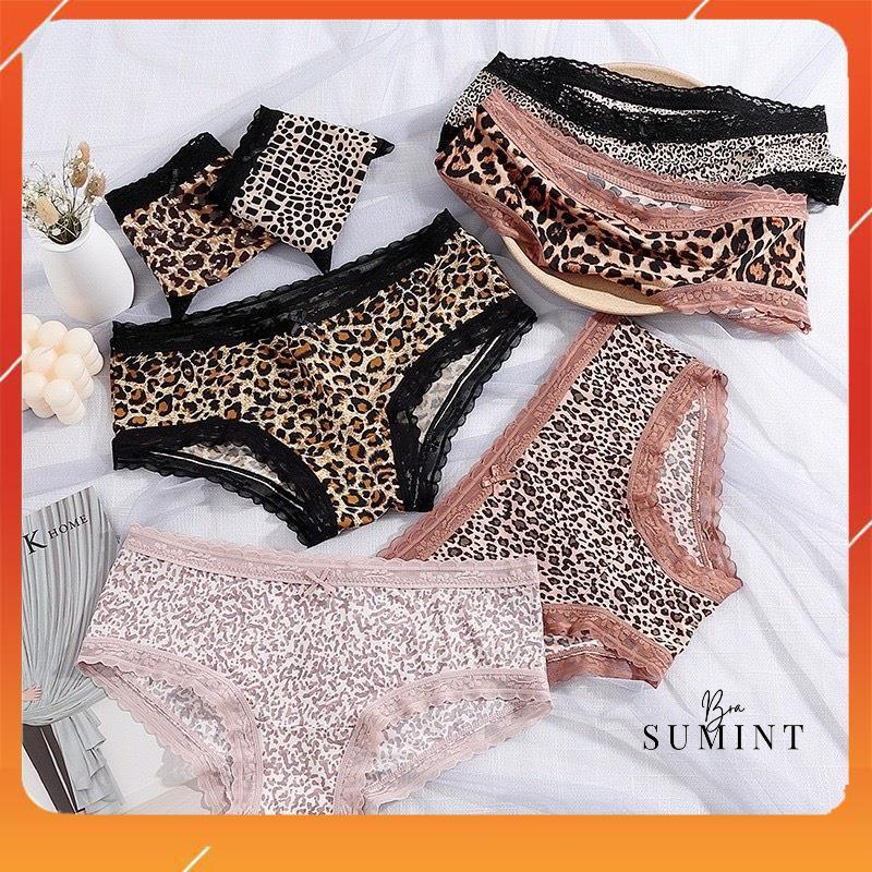 Quần lót nữ cạp vừa chất liệu cotton lạnh cao cấp họa tiết da báo sang chảnh Q2441