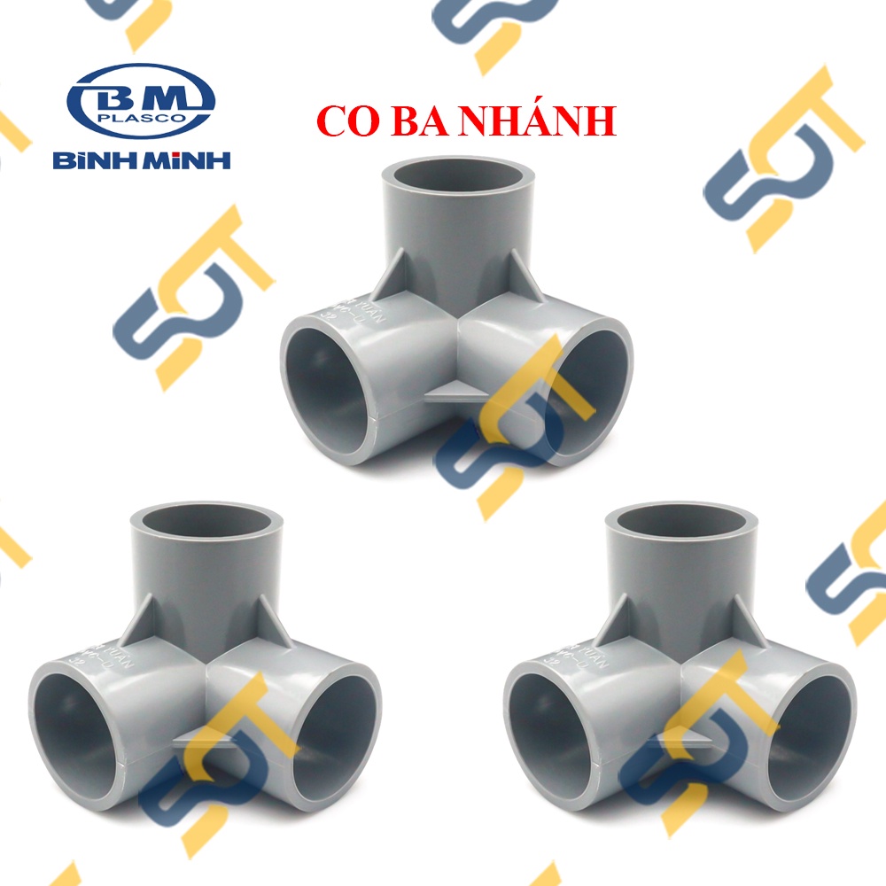 [BÌNH MINH] Co Góc, Co Ba Nhánh Trơn Dán Ống Nhựa BÌNH MINH, nối ba nhánh dán ống phi 21 27 34