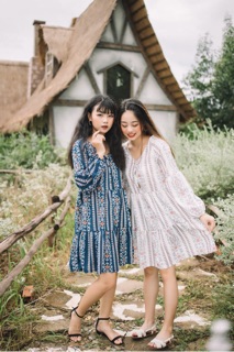 Đầm thiết kế thổ cẩm babydoll xoè váy boho hoạ tiết- Váy vinatge du mục du lịch đi dạo chụp hình đẹp <HÌNH THẬT>