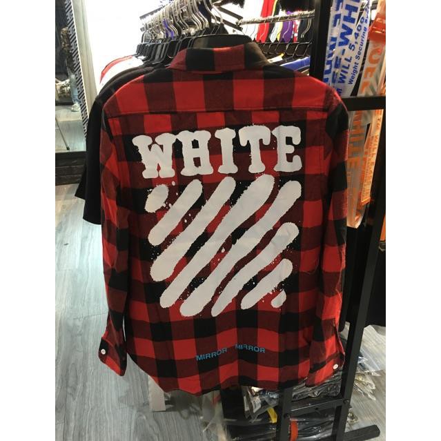 ⚡️[CHỈ 1 NGÀY] - Áo flannel OFF WHITE spray, áo sơ mi off white (Gin Store)