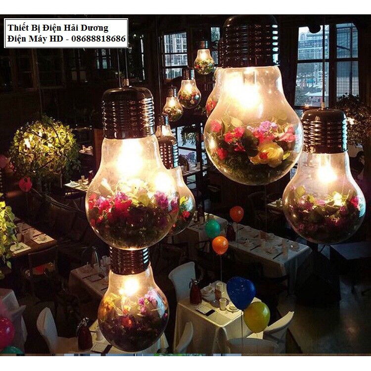 Đèn thả trang trí hình bóng led TN559 (kèm cây xanh) - Đường kính 300mm - Bảo hành 12 tháng