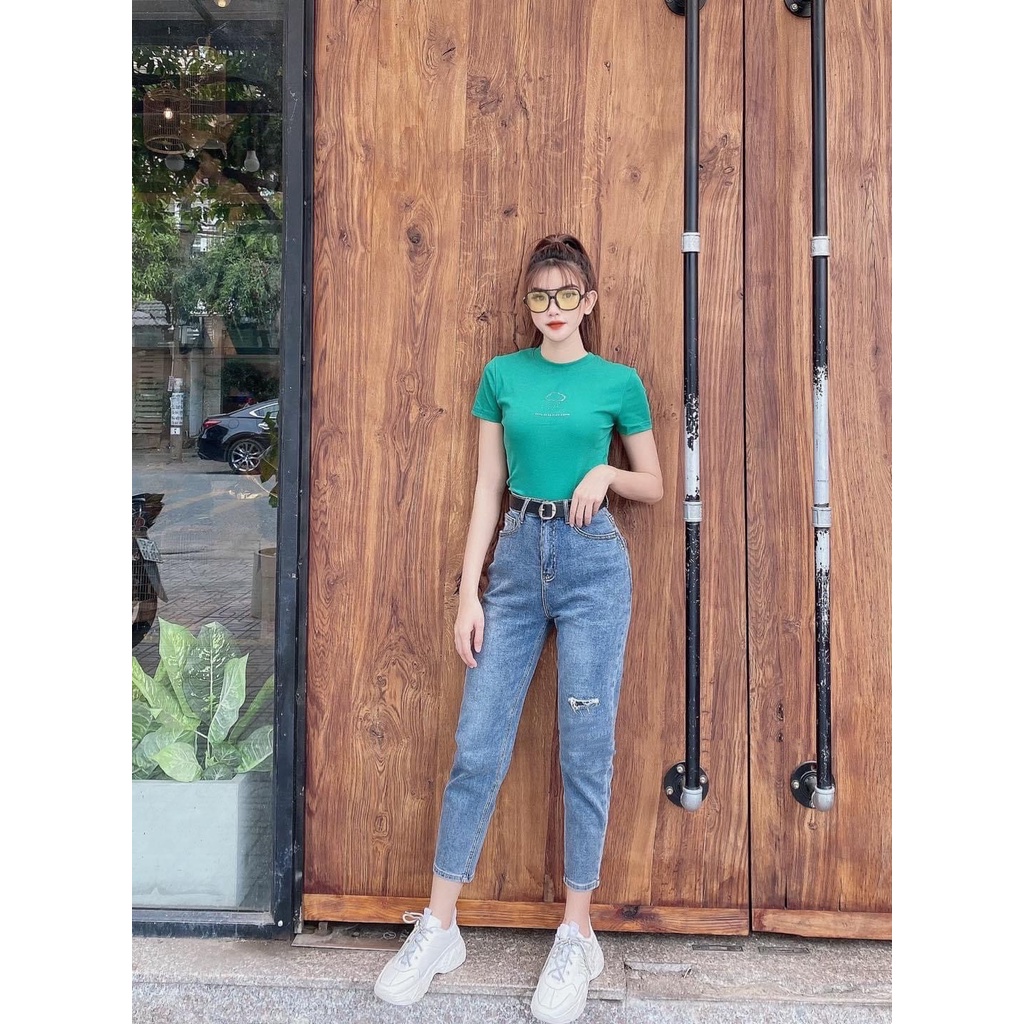 Quần jean 9 TẤC BigSize phom Baggy / boyfriend co dãn mạnh, lưng cao, màu xanh was râu mèo 4205 hottrend