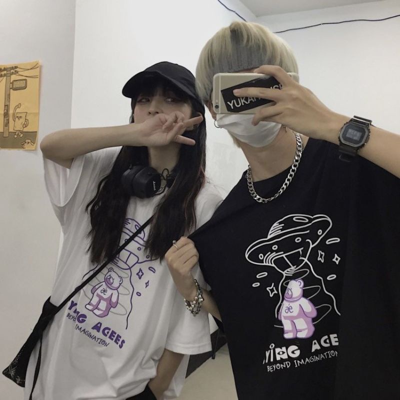 Áo thun tay lỡ unisex Gấu Vũ trụ