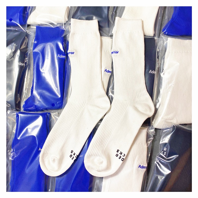 Vớ tất nam Adererror cổ dài 3 màu đen - trắng - xanh dương phong cách trẻ trung 100% cotton 131