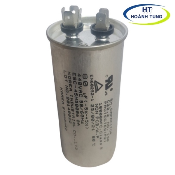 Tụ điện vỏ nhôm CBB65 tụ ngậm tròn dầu điện áp 440VAC dùng trong máy lạnh, mô tơ bơm nước, động cơ điện một pha