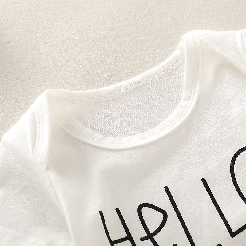 Áo liền quần MIKRDOO bằng cotton có in chữ dành cho trẻ em 0-12 tháng