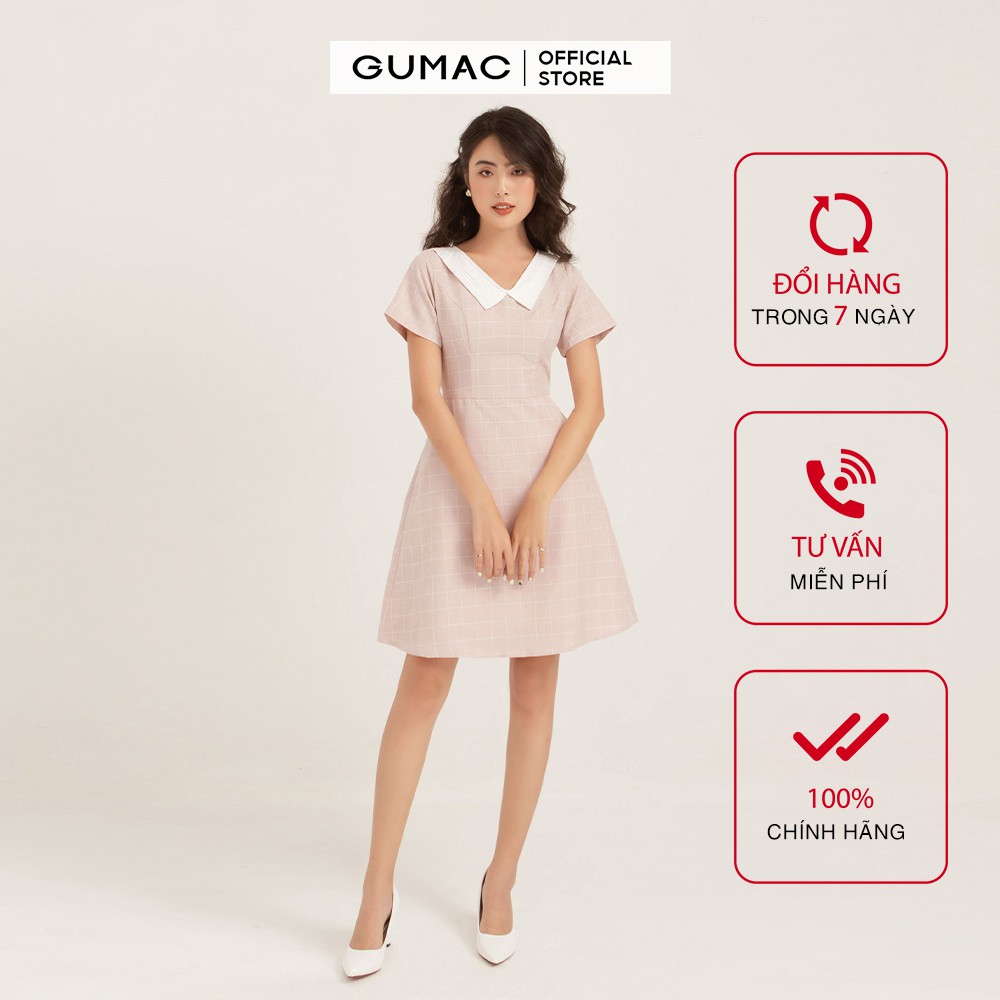 Đầm nữ ôm body GUMAC caro đủ màu, thiết kế thời trang DB115