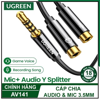 Cáp chia audio ra tai nghe và mic cao cấp, ugreen av141 chính hãng