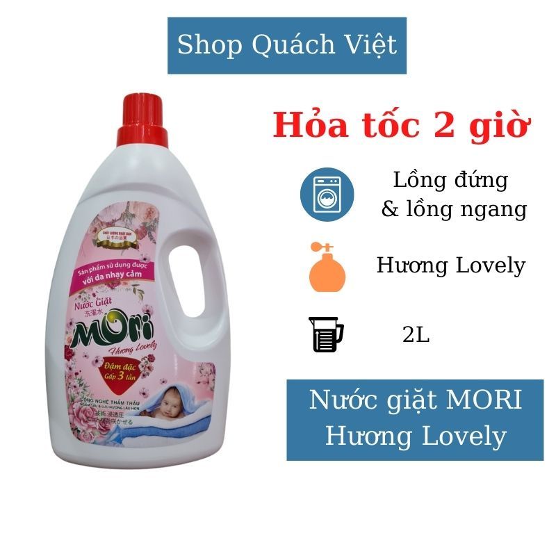 Nước giặt cao cấp MORI hương Lovely, can 2L, đậm đặc gấp 3 lần