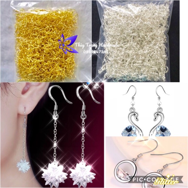 10 cái móc câu làm hoa tai, khuyên tai, đồ thủ công, trang sức handmade