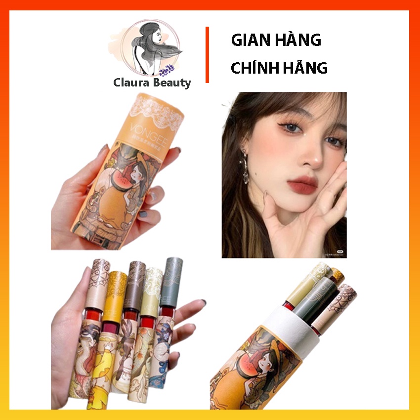 [Chính Hãng] Vongee, Set Son 5 Cây, Son Lì, Bền Màu, Lâu Trôi, Đẹp Như Son Blackrough, Claura Beauty