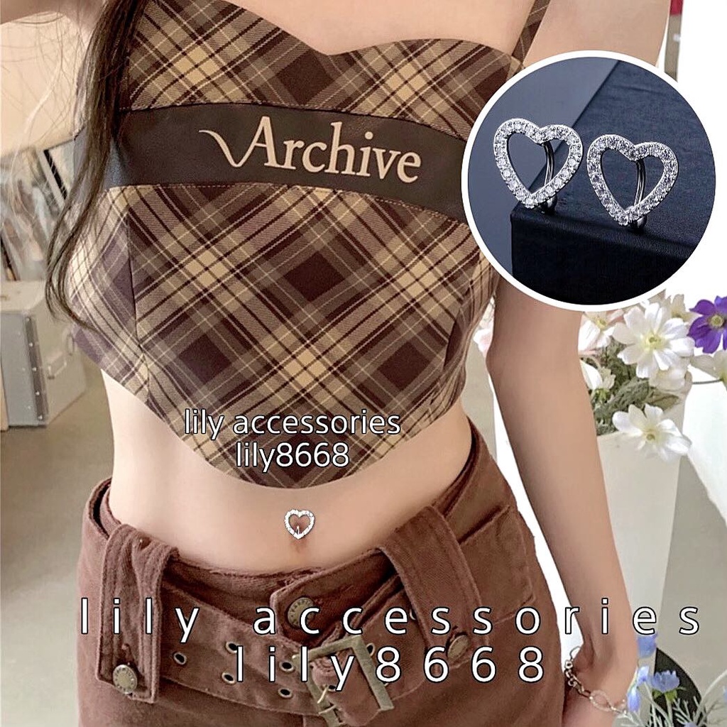khuyên rốn hình trái tim đính kim
