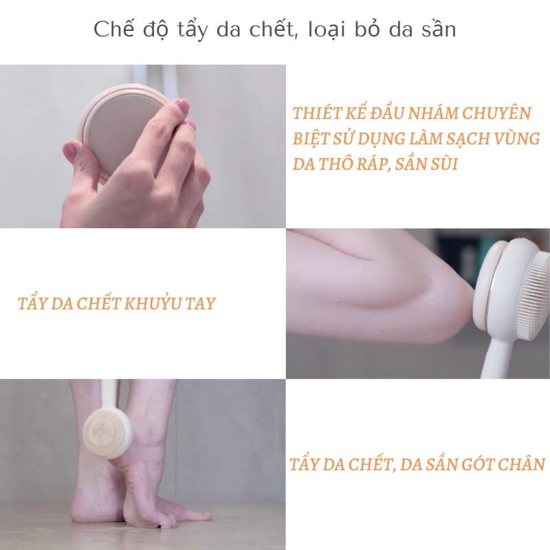 Máy tắm Korona Bath me 3in1: Tẩy tế bào chết body, cây chà lưng tắm, massage điện di nóng giảm mụn lưng cao cấp