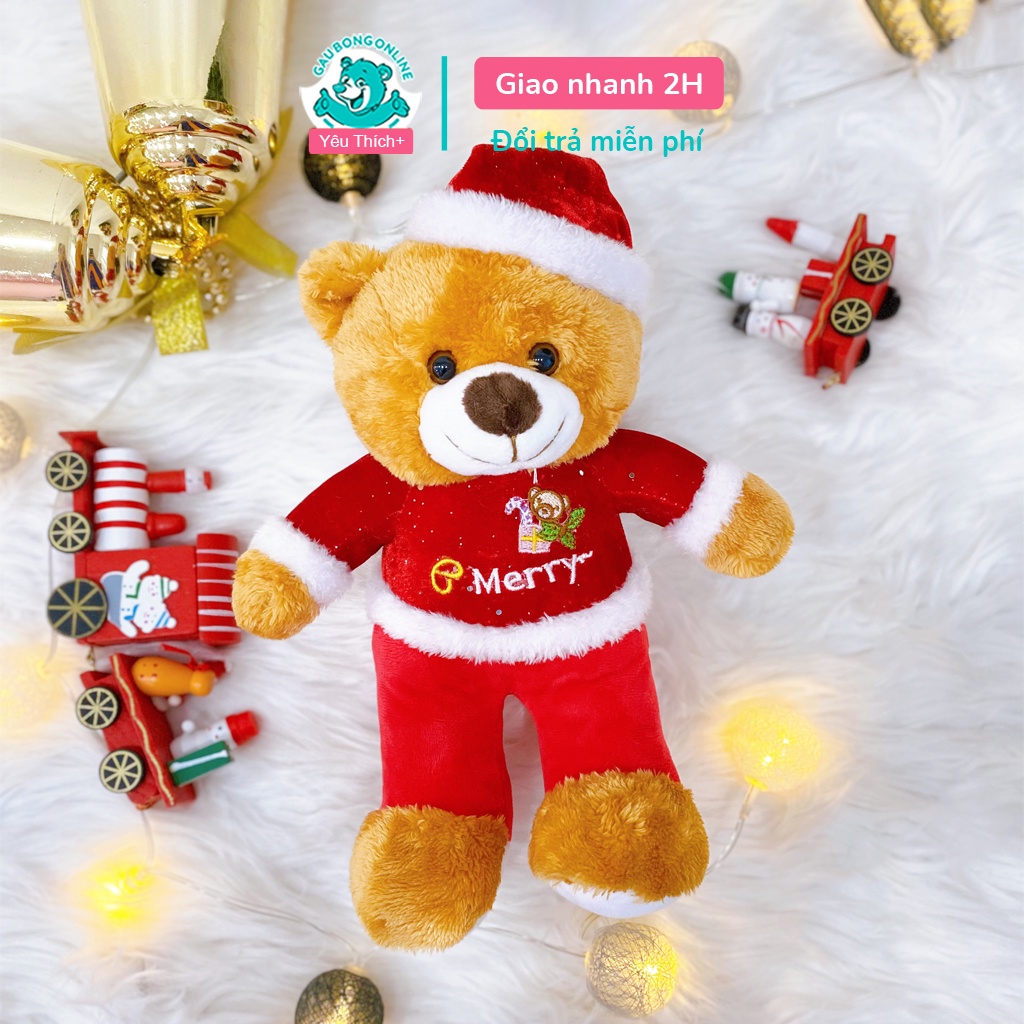 Gấu Bông Teddy Đội Mũ Noel Cao Cấp Siêu Dễ Thương Kích Thước 20cm