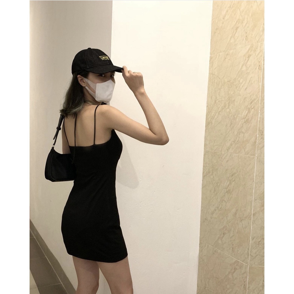 Đầm Body Sexy 2 Dây Hở Ngực Váy Thiết Kế Ôm Đen Cut-out Thun Thời Trang Nữ Sang Chảnh Sugarbomb.mode- 62