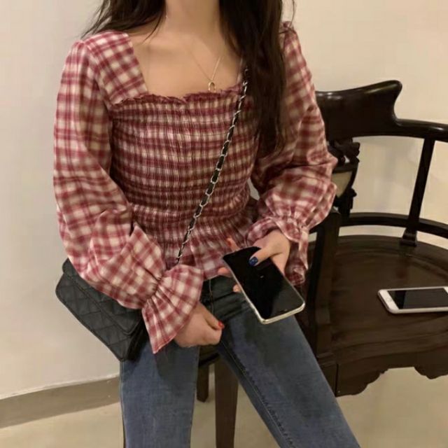 Áo bánh bèo caro 2019