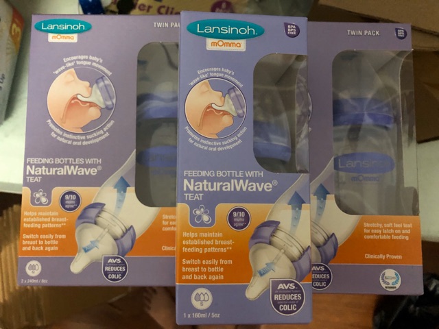 Bình sữa lansinoh momma 160ml/240ml đủ size núm