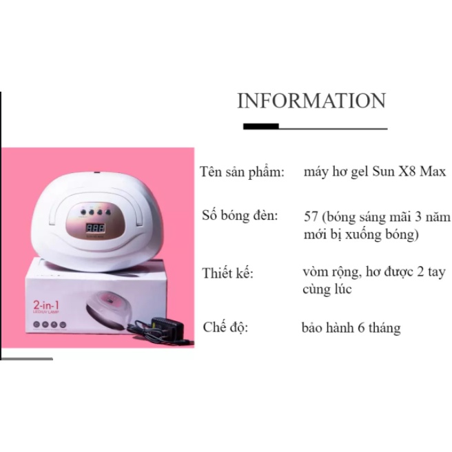 Máy Hơ Gel X8 Lồng Rộng 120W  [ Bảo Hành 6 Tháng ]