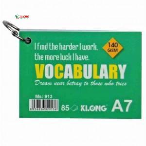 Tập thẻ Vocabulary Klong A7, 85 tờ; MS: 913