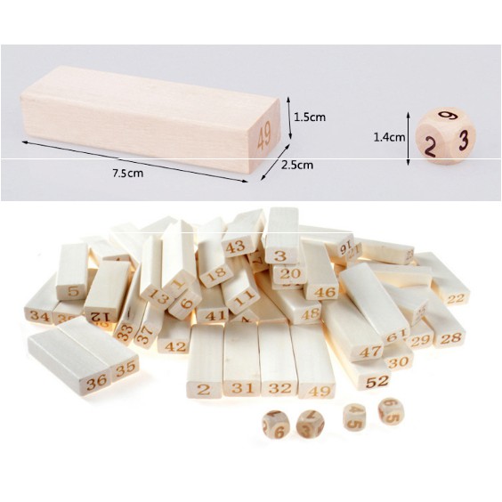 Đồ chơi rút gỗ 54 thanh số size to cỡ lớn