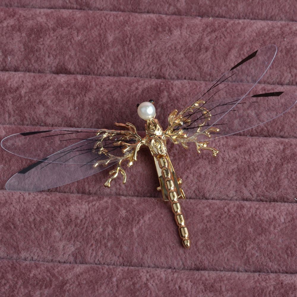 Kẹp tóc hình chuồn chuồn đính ngọc trai