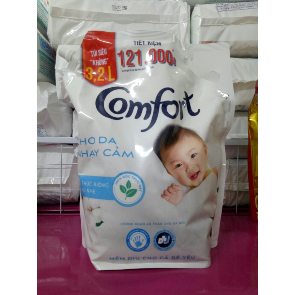 Nước xả vải Comfor Trắng/1 lần xả túi 3,2 lít