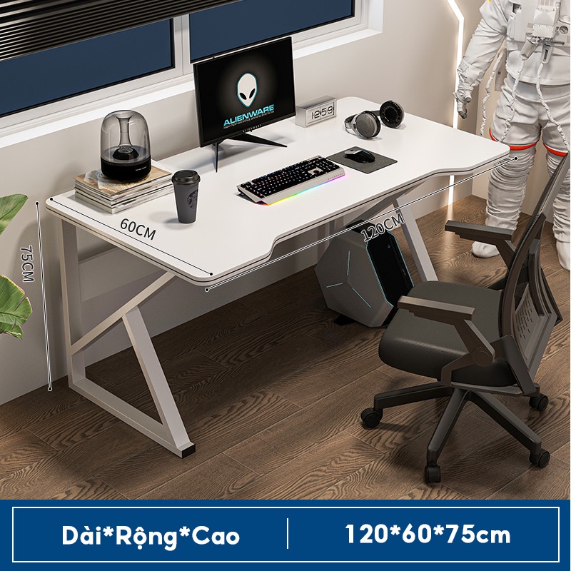 Bàn gaming U K Z kích thước lơn 120x60cm 100x50cm, bàn làm việc học tập mặt gỗ, chân sắt sơn tĩnh điện