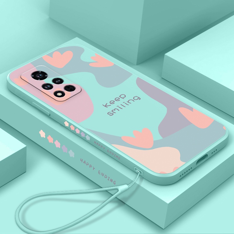 Ốp Điện Thoại Silicon Viền Thẳng Có Dây Đeo Cho Redmi note 11 note 11s note 11 pro