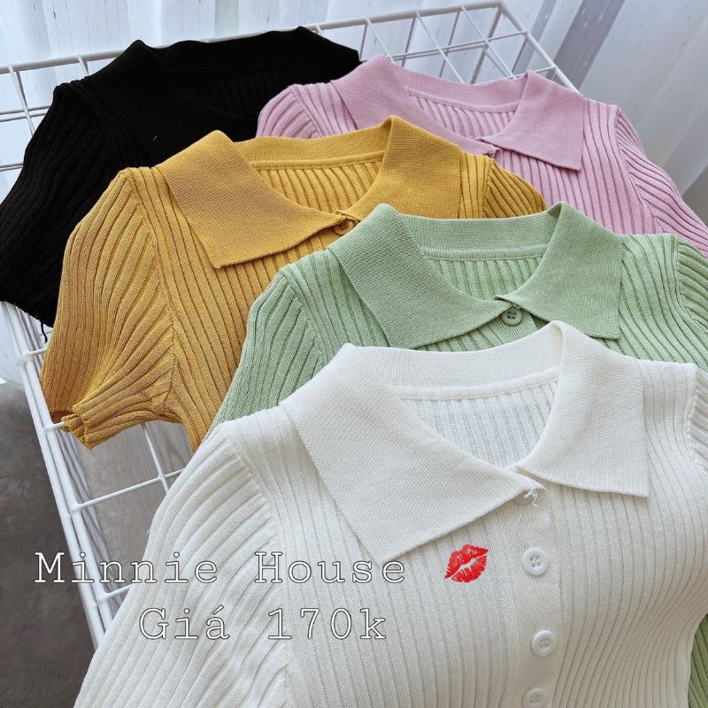 Áo len đũa khuy cổ bẻ hàng QCL1