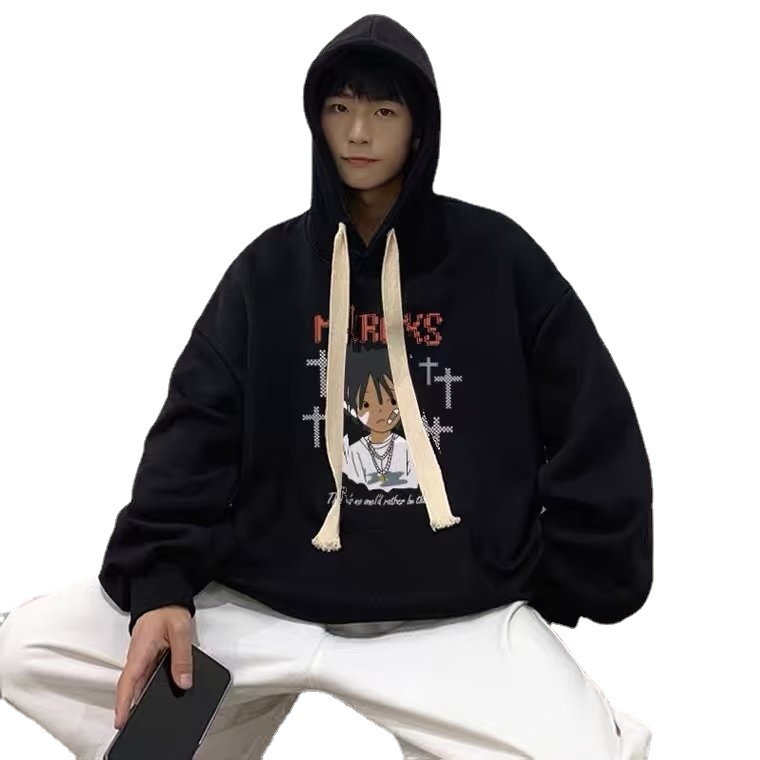 Áo hoodie Form Rộng In Họa Tiết Hoạt Hình Phong Cách Hip Hop Hàn Quốc
