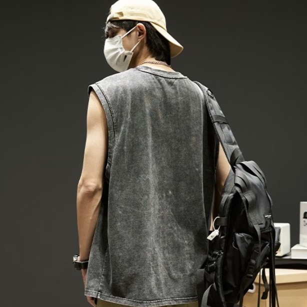 Áo Thun Thể Thao Sát Nách Cổ Tròn Plus Size Lớn Phong Cách Vintage Nhật Bản Cho Nam