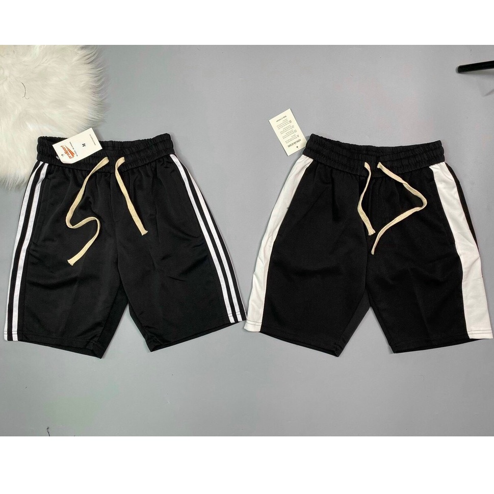 Quần short nam sọc trắng vải cotton co giãn tập thể thao hay mặc nhà