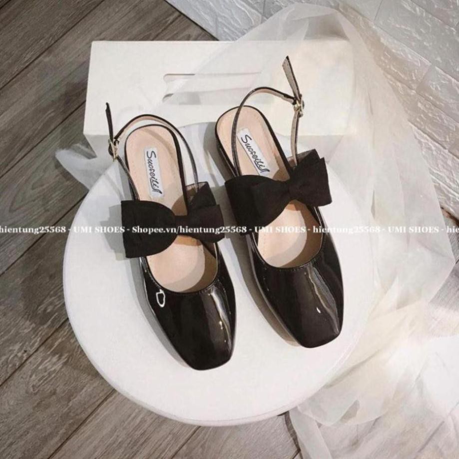 [NEW] Giày búp bê nữ đế cao 3cm gót vuông mũi vuông quai cài sau nhẹ nhàng đi làm văn phòng công sở đi chơi đẹp xinh nơ | BigBuy360 - bigbuy360.vn