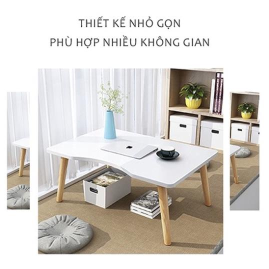 Bàn cong ngồi bệt làm việc kiểu dáng hiện đại, chân gỗ tự nhiên ( chỉ cần xoáy chân vào là sử dụng luôn)