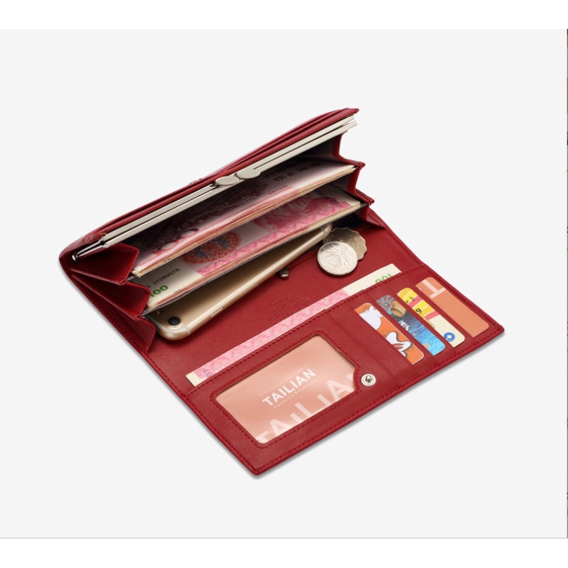 Ví nữ dài vân rắn dáng gập nhiều ngăn TALIAN cao cấp BAG U VRG175