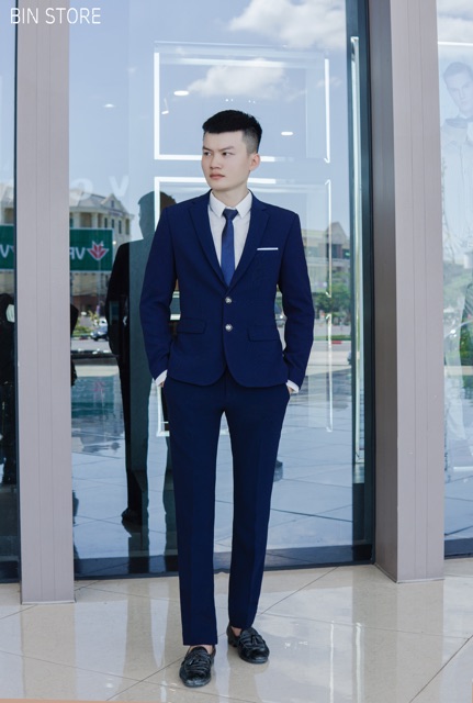 Bộ quần và áo vest mẫu 2 khuy( 2 cúc) Bộ vest nam xanh than, bộ vest chú rể, vest nam công sở,bộ comle nam chất vải đẹp,