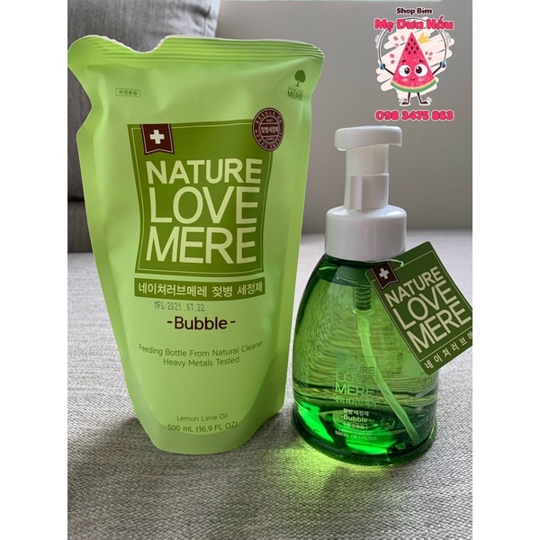 Nước rửa bình sữa Nature Love Mere Hàn Quốc cao cấp an toàn từ tự nhiên chai/ túi 550/500ml