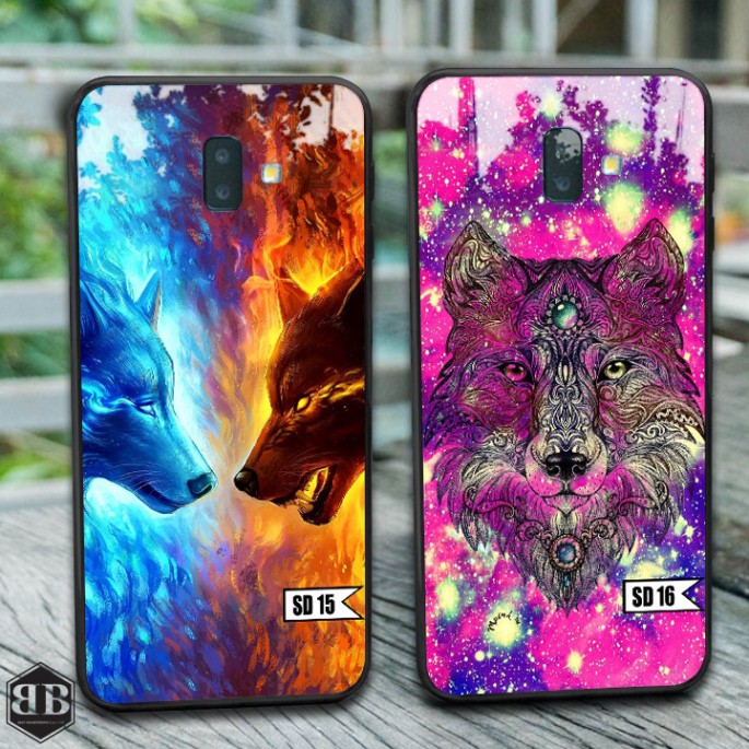 Ốp lưng kính cường lực Samsung Galaxy J6 Plus  sói đêm hoang dã